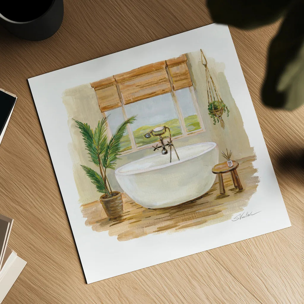 Sunny Spa I by Silvia Vassileva. Shown as a detailed flat fine art print, highlighting archival giclee quality. Available as an archival giclee rolled canvas, fine art paper, or poster print. SKU 62197a.