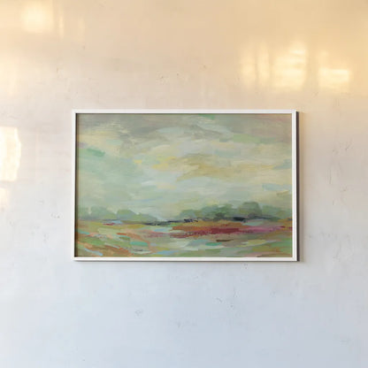 Sunrise Field by Silvia Vassileva. shown as a paper print in a white frame. Available as a archival giclee rolled canvas, fine art paper, or poster print. SKU 27123i.