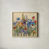 Sunrise Garden II by Silvia Vassileva. Shown in a natural wood glass frame for a timeless modern aesthetic. Available as an archival giclee rolled canvas, fine art paper, or poster print. SKU 8452a.