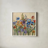 Sunrise Garden II by Silvia Vassileva. Shown in a crisp white glass frame for a clean and minimalist style. Available as an archival giclee rolled canvas, fine art paper, or poster print. SKU 8452a.