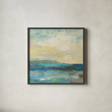 Sunset Beach I by Silvia Vassileva. Shown in a sleek black glass frame for a contemporary gallery look. Available as an archival giclee rolled canvas, fine art paper, or poster print. SKU 16048a.