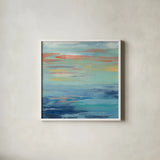 Sunset Beach I by Silvia Vassileva. Shown in a crisp white glass frame for a clean and minimalist style. Available as an archival giclee rolled canvas, fine art paper, or poster print. SKU 25216a.