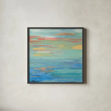 Sunset Beach I Bright by Silvia Vassileva. Shown in a sleek black glass frame for a contemporary gallery look. Available as an archival giclee rolled canvas, fine art paper, or poster print. SKU 33629a.