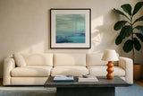 Sunset Beach I no Orange by Silvia Vassileva. Displayed in a glass frame with matte in a clean modern living room. Available as an archival giclee rolled canvas, fine art paper, or poster print. SKU 41855a.