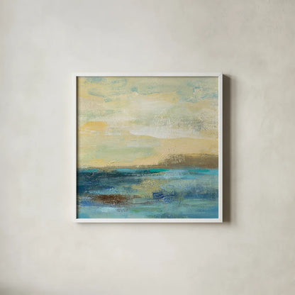 Sunset Beach II by Silvia Vassileva. Shown in a crisp white glass frame for a clean and minimalist style. Available as an archival giclee rolled canvas, fine art paper, or poster print. SKU 16049a.