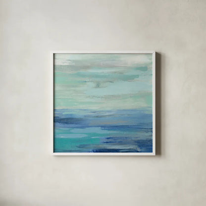Sunset Beach II no Orange by Silvia Vassileva. Shown in a crisp white glass frame for a clean and minimalist style. Available as an archival giclee rolled canvas, fine art paper, or poster print. SKU 41856a.
