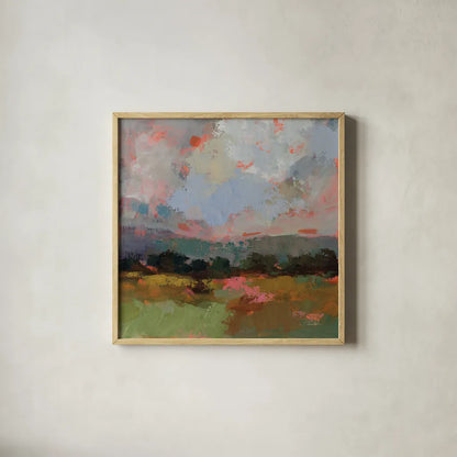 Sunset Hues I by Silvia Vassileva. Shown in a natural wood glass frame for a timeless modern aesthetic. Available as an archival giclee rolled canvas, fine art paper, or poster print. SKU 100278a.