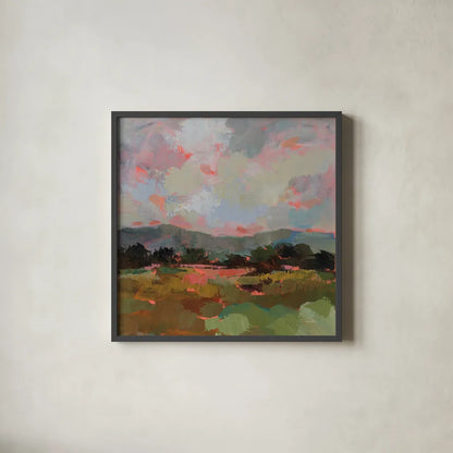 Sunset Hues II by Silvia Vassileva. Shown in a sleek black glass frame for a contemporary gallery look. Available as an archival giclee rolled canvas, fine art paper, or poster print. SKU 100279a.