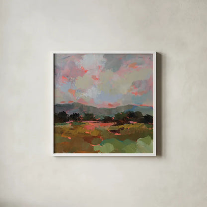 Sunset Hues II by Silvia Vassileva. Shown in a crisp white glass frame for a clean and minimalist style. Available as an archival giclee rolled canvas, fine art paper, or poster print. SKU 100279a.