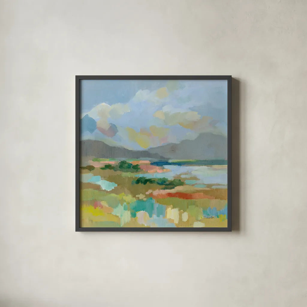 Sunshine by Silvia Vassileva. Shown in a sleek black glass frame for a contemporary gallery look. Available as an archival giclee rolled canvas, fine art paper, or poster print. SKU 84816a.