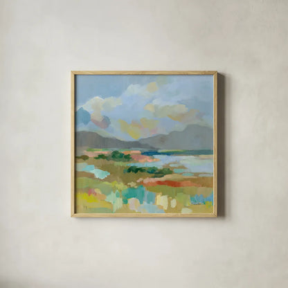 Sunshine by Silvia Vassileva. Shown in a natural wood glass frame for a timeless modern aesthetic. Available as an archival giclee rolled canvas, fine art paper, or poster print. SKU 84816a.