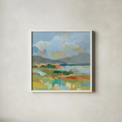 Sunshine by Silvia Vassileva. Shown in a crisp white glass frame for a clean and minimalist style. Available as an archival giclee rolled canvas, fine art paper, or poster print. SKU 84816a.