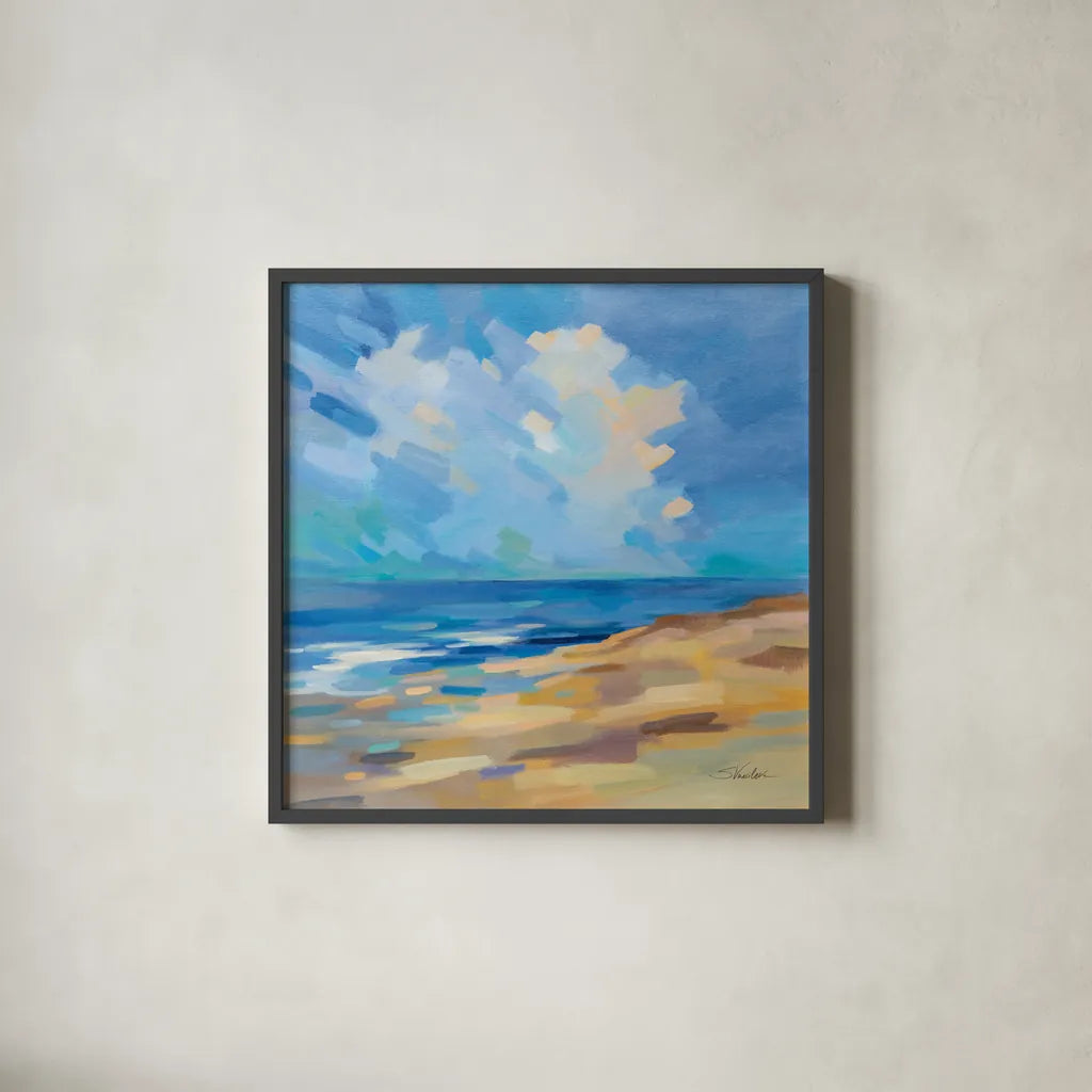 Sunshine Coast by Silvia Vassileva. Shown in a sleek black glass frame for a contemporary gallery look. Available as an archival giclee rolled canvas, fine art paper, or poster print. SKU 80861a.