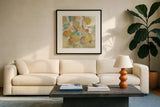 Sunshine Reflections by Silvia Vassileva. Displayed in a glass frame with matte in a clean modern living room. Available as an archival giclee rolled canvas, fine art paper, or poster print. SKU 22505a.