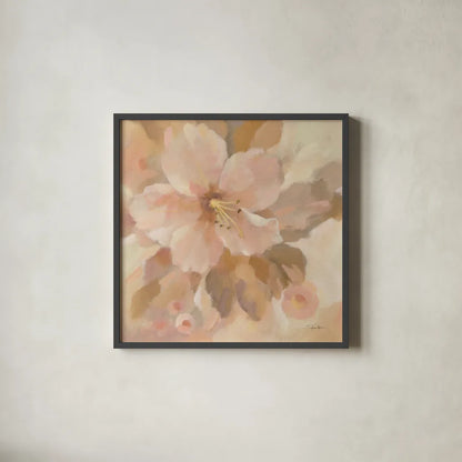 Sweet Boho Flower I by Silvia Vassileva. Shown in a sleek black glass frame for a contemporary gallery look. Available as an archival giclee rolled canvas, fine art paper, or poster print. SKU 72108a.