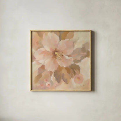 Sweet Boho Flower I by Silvia Vassileva. Shown in a natural wood glass frame for a timeless modern aesthetic. Available as an archival giclee rolled canvas, fine art paper, or poster print. SKU 72108a.