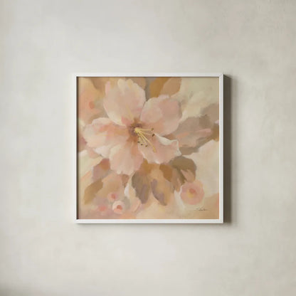 Sweet Boho Flower I by Silvia Vassileva. Shown in a crisp white glass frame for a clean and minimalist style. Available as an archival giclee rolled canvas, fine art paper, or poster print. SKU 72108a.