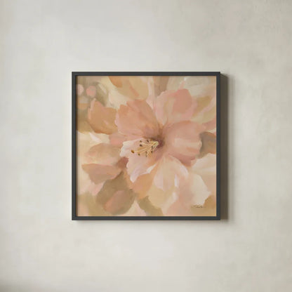 Sweet Boho Flower II by Silvia Vassileva. Shown in a sleek black glass frame for a contemporary gallery look. Available as an archival giclee rolled canvas, fine art paper, or poster print. SKU 72109a.