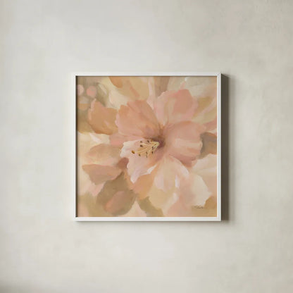 Sweet Boho Flower II by Silvia Vassileva. Shown in a crisp white glass frame for a clean and minimalist style. Available as an archival giclee rolled canvas, fine art paper, or poster print. SKU 72109a.