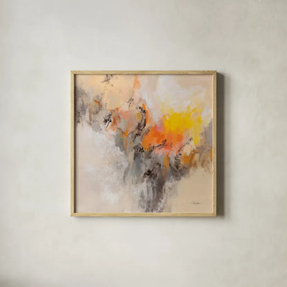 Tangerine Glow by Silvia Vassileva. Shown in a natural wood glass frame for a timeless modern aesthetic. Available as an archival giclee rolled canvas, fine art paper, or poster print. SKU 86368a.