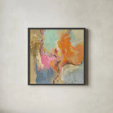 Tangerine Gold Mid Mod by Silvia Vassileva. Shown in a sleek black glass frame for a contemporary gallery look. Available as an archival giclee rolled canvas, fine art paper, or poster print. SKU 65600a.