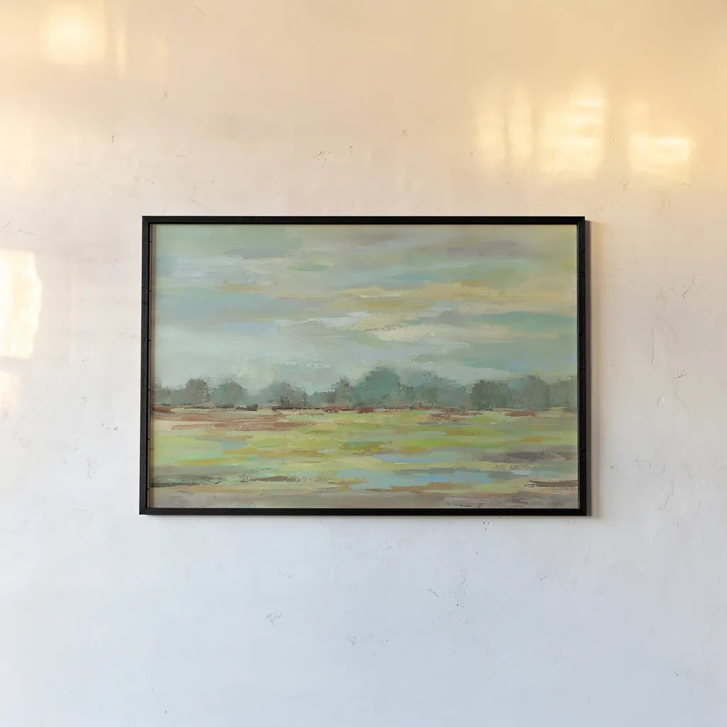 Teal Forest by Silvia Vassileva. shown as a paper print in a black flame. Available as a archival giclee rolled canvas, fine art paper, or poster print. SKU 24572i.