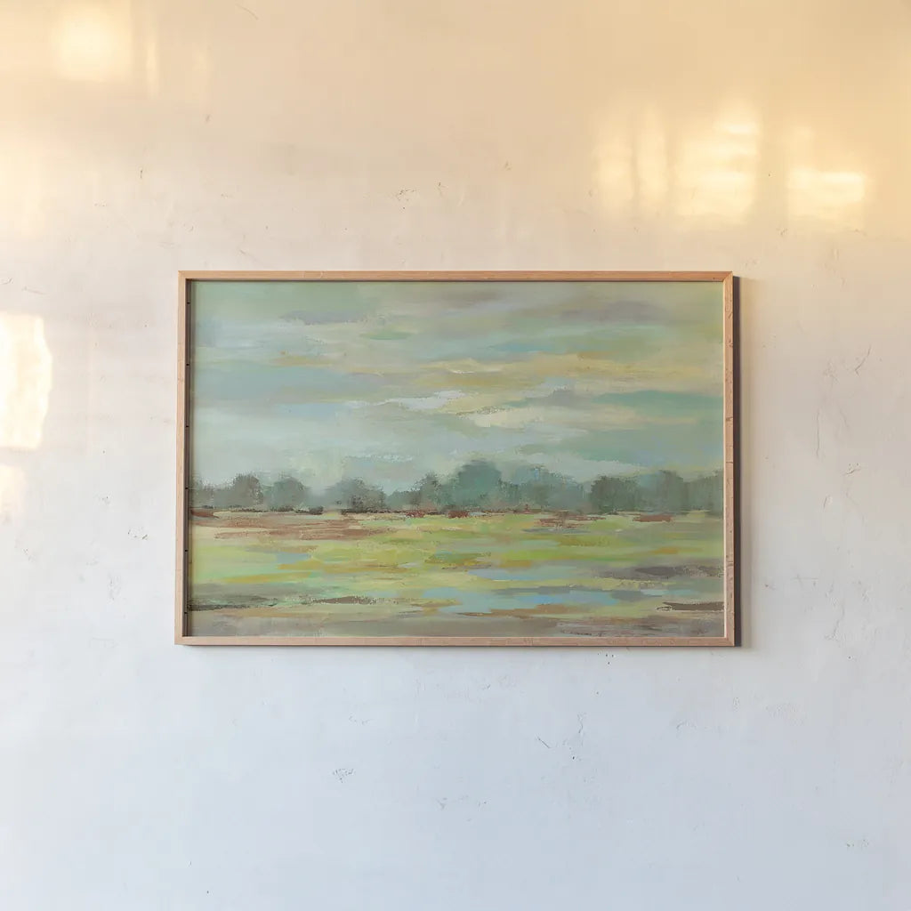 Teal Forest by Silvia Vassileva. shown as a paper print in a natural frame. Available as a archival giclee rolled canvas, fine art paper, or poster print. SKU 24572i.