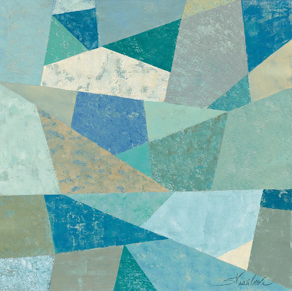 Teal Geo Metric by Silvia Vassileva. SKU 23836a. Archival Giclee Fine art print for wall decor.