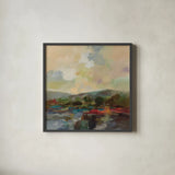 Teal Lake by Silvia Vassileva. Shown in a sleek black glass frame for a contemporary gallery look. Available as an archival giclee rolled canvas, fine art paper, or poster print. SKU 95715a.