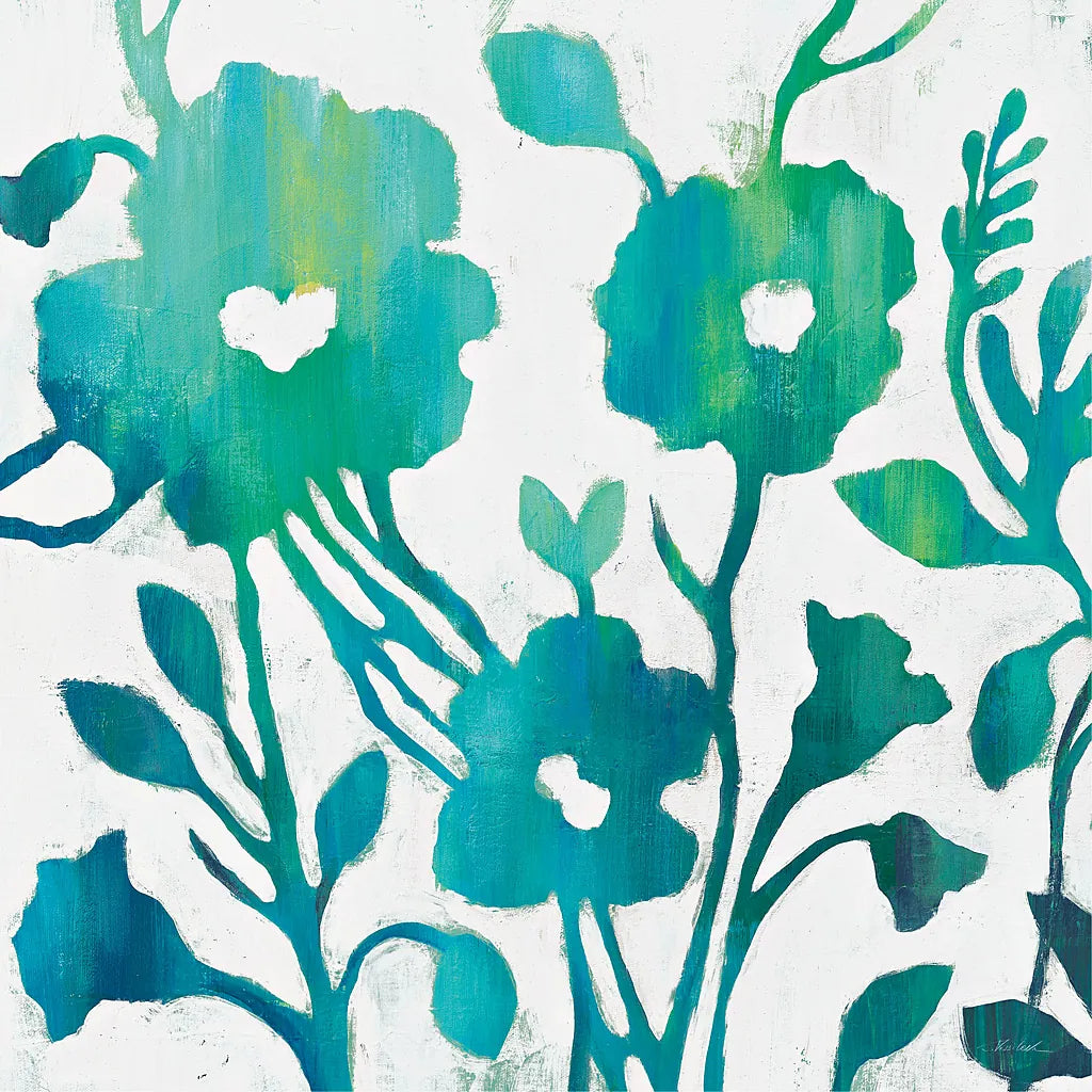 Teal Trio IV on White by Silvia Vassileva. SKU 24038a. Archival Giclee Fine art print for wall decor.