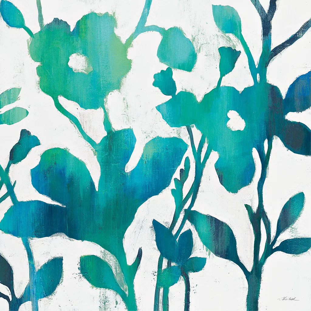 Teal Trio V on White by Silvia Vassileva. SKU 24039a. Archival Giclee Fine art print for wall decor.