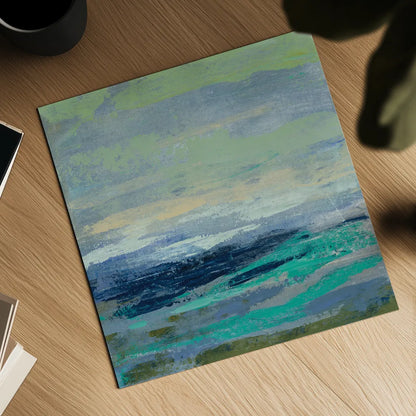 Teal Wave I by Silvia Vassileva. Shown as a detailed flat fine art print, highlighting archival giclee quality. Available as an archival giclee rolled canvas, fine art paper, or poster print. SKU 42185a.