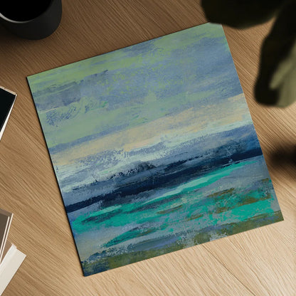 Teal Wave II by Silvia Vassileva. Shown as a detailed flat fine art print, highlighting archival giclee quality. Available as an archival giclee rolled canvas, fine art paper, or poster print. SKU 42186a.