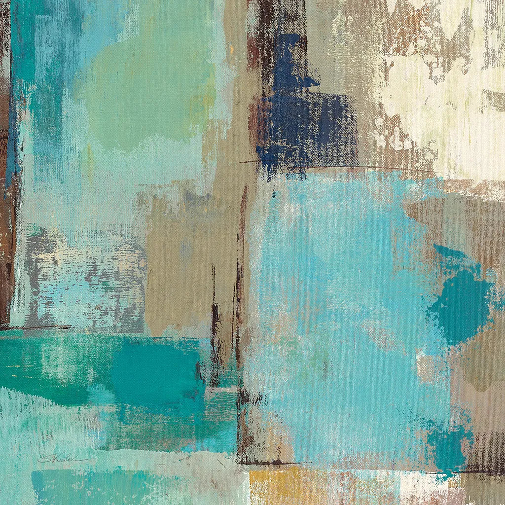 Teal and Aqua Reflections II by Silvia Vassileva. SKU 77944a. Archival Giclee Fine art print for wall decor.