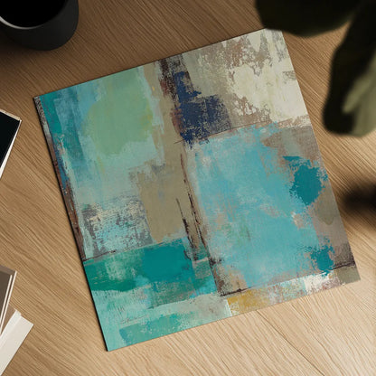 Teal and Aqua Reflections II by Silvia Vassileva. Shown as a detailed flat fine art print, highlighting archival giclee quality. Available as an archival giclee rolled canvas, fine art paper, or poster print. SKU 77944a.