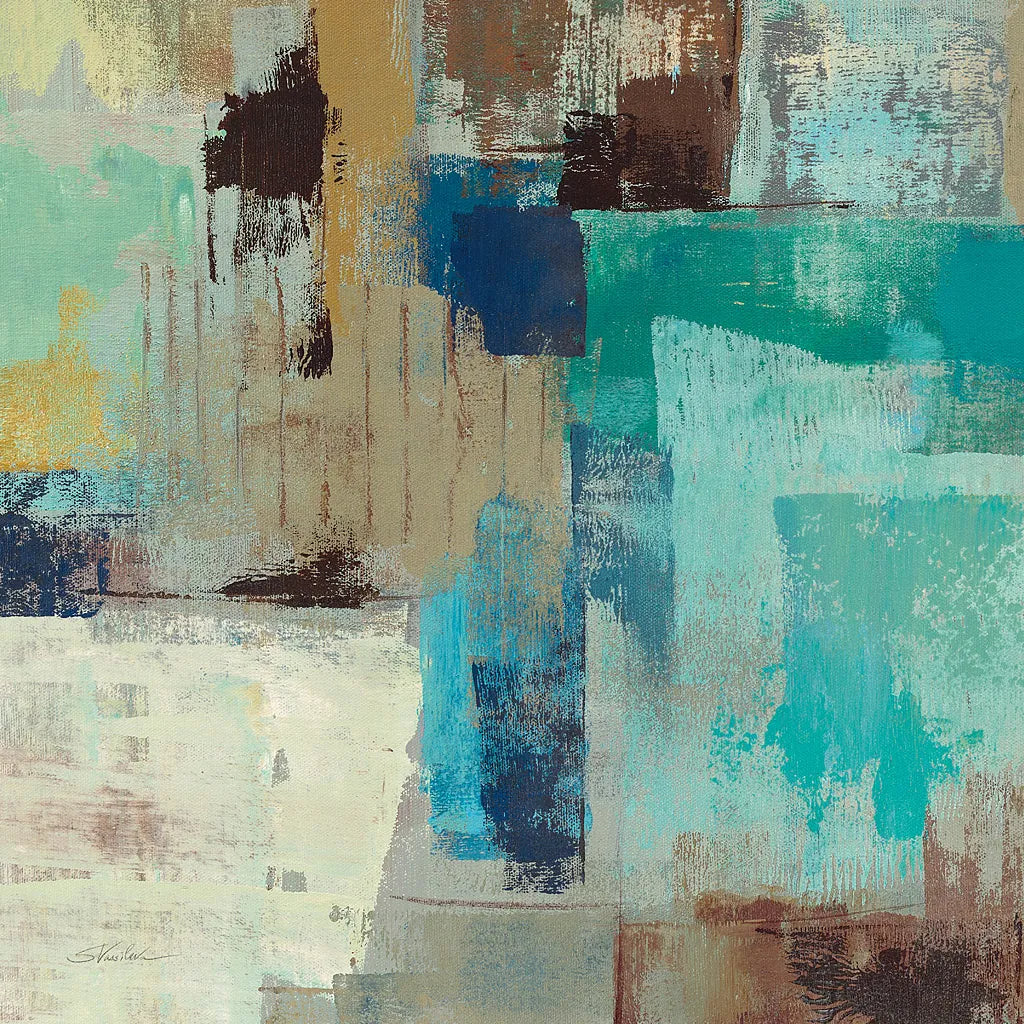 Teal and Aqua Reflections III by Silvia Vassileva. SKU 77945a. Archival Giclee Fine art print for wall decor.