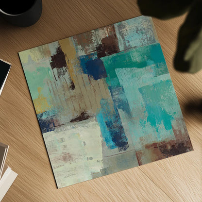 Teal and Aqua Reflections III by Silvia Vassileva. Shown as a detailed flat fine art print, highlighting archival giclee quality. Available as an archival giclee rolled canvas, fine art paper, or poster print. SKU 77945a.