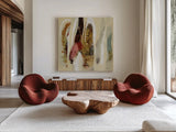 Terracotta Tile I by Silvia Vassileva. Shown as extra-large giant wall art in a modern living room. Available as an archival giclee rolled canvas, fine art paper, or poster print. SKU 69143a.