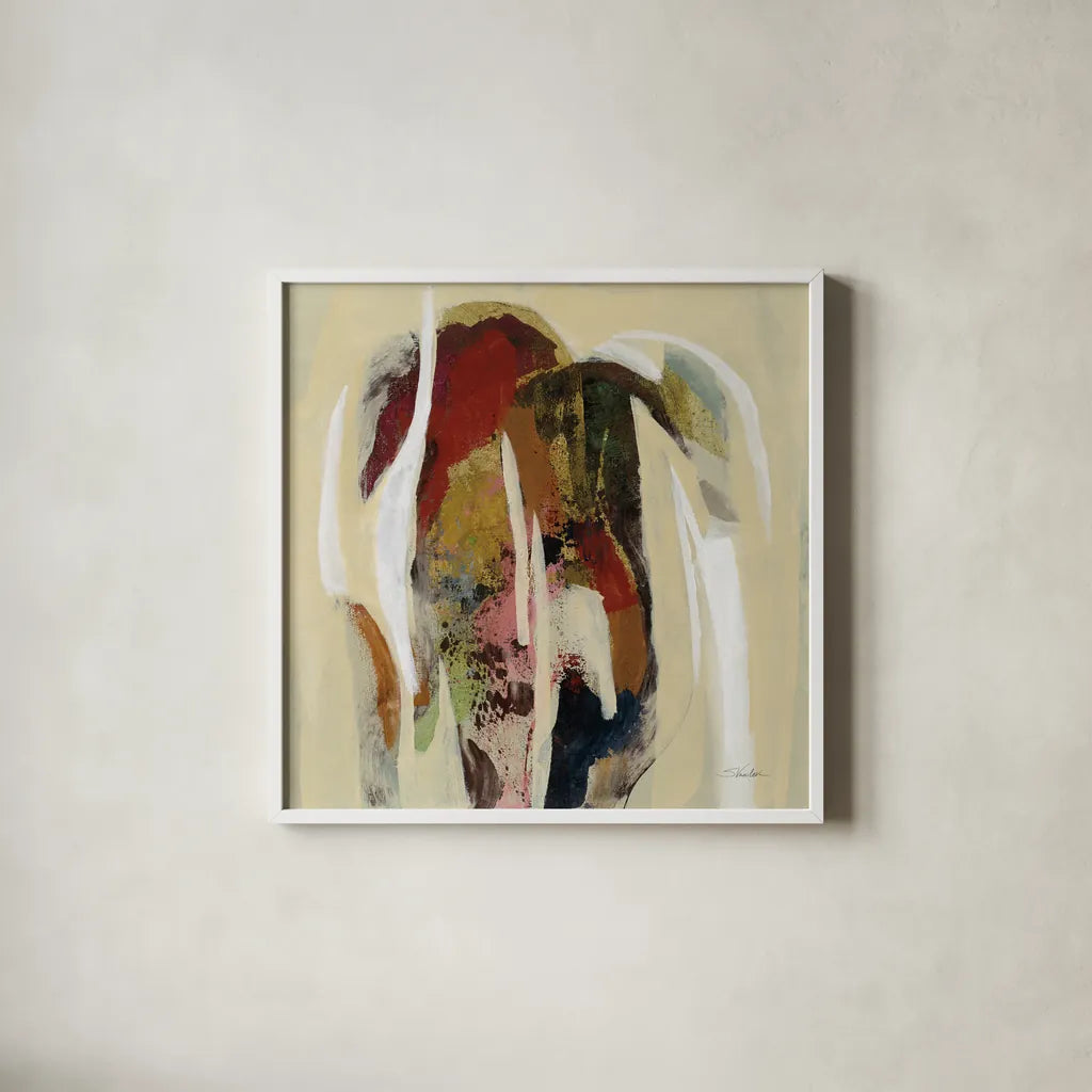 Terracotta Tile II by Silvia Vassileva. Shown in a crisp white glass frame for a clean and minimalist style. Available as an archival giclee rolled canvas, fine art paper, or poster print. SKU 69144a.