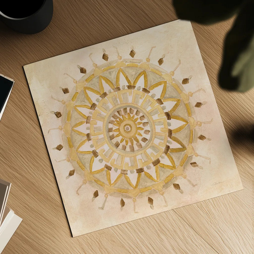 Textured Mandala by Silvia Vassileva. Shown as a detailed flat fine art print, highlighting archival giclee quality. Available as an archival giclee rolled canvas, fine art paper, or poster print. SKU 64235a.