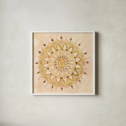 Textured Mandala by Silvia Vassileva. Shown in a crisp white glass frame for a clean and minimalist style. Available as an archival giclee rolled canvas, fine art paper, or poster print. SKU 64235a.