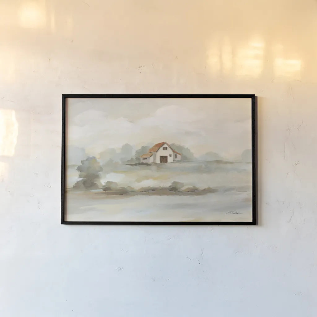 The Old Farm Landscape by Silvia Vassileva. shown as a paper print in a black flame. Available as a archival giclee rolled canvas, fine art paper, or poster print. SKU 74755i.