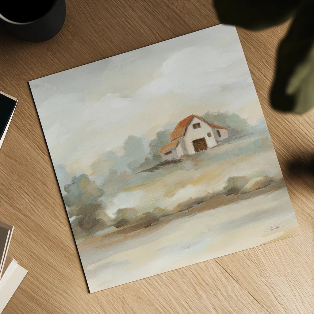 The Old Farm Landscape Crop by Silvia Vassileva. Shown as a detailed flat fine art print, highlighting archival giclee quality. Available as an archival giclee rolled canvas, fine art paper, or poster print. SKU 74755a.