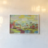 Town by the River by Silvia Vassileva. shown as a paper print in a white frame. Available as a archival giclee rolled canvas, fine art paper, or poster print. SKU 27124i.