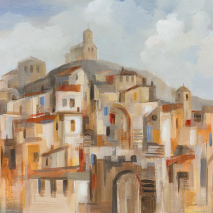 Town on the Hill Sq by Silvia Vassileva. SKU 95753a. Archival Giclee Fine art print for wall decor.