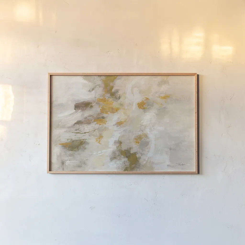 Traces of Gold by Silvia Vassileva. shown as a paper print in a natural frame. Available as a archival giclee rolled canvas, fine art paper, or poster print. SKU 84532i.