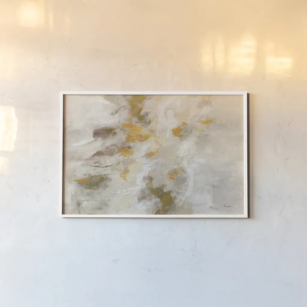 Traces of Gold by Silvia Vassileva. shown as a paper print in a white frame. Available as a archival giclee rolled canvas, fine art paper, or poster print. SKU 84532i.