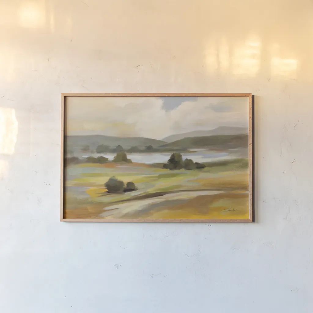 Tranquil Landscape by Silvia Vassileva. shown as a paper print in a natural frame. Available as a archival giclee rolled canvas, fine art paper, or poster print. SKU 83091i.