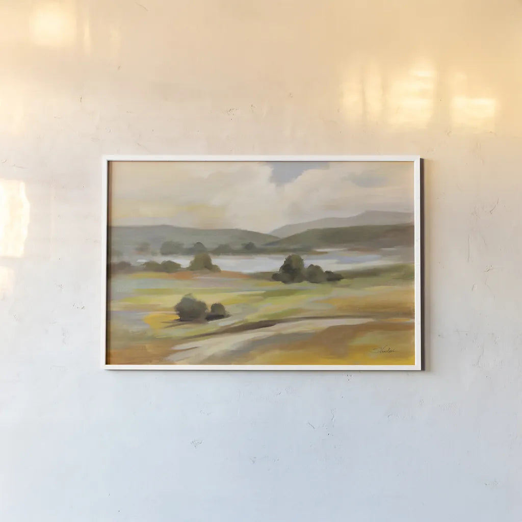 Tranquil Landscape by Silvia Vassileva. shown as a paper print in a white frame. Available as a archival giclee rolled canvas, fine art paper, or poster print. SKU 83091i.