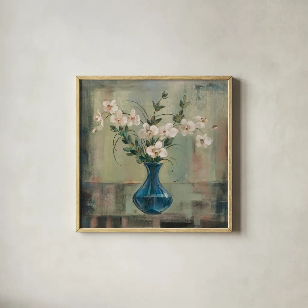 Tranquility I Neutral by Silvia Vassileva. Shown in a natural wood glass frame for a timeless modern aesthetic. Available as an archival giclee rolled canvas, fine art paper, or poster print. SKU 100547a.
